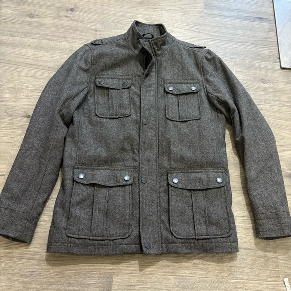 Marc Anthony Wool Blend Gray Bomber Zip Jacket Men's Sz M Charcoal Pockets Lined - Picture 5 of 14